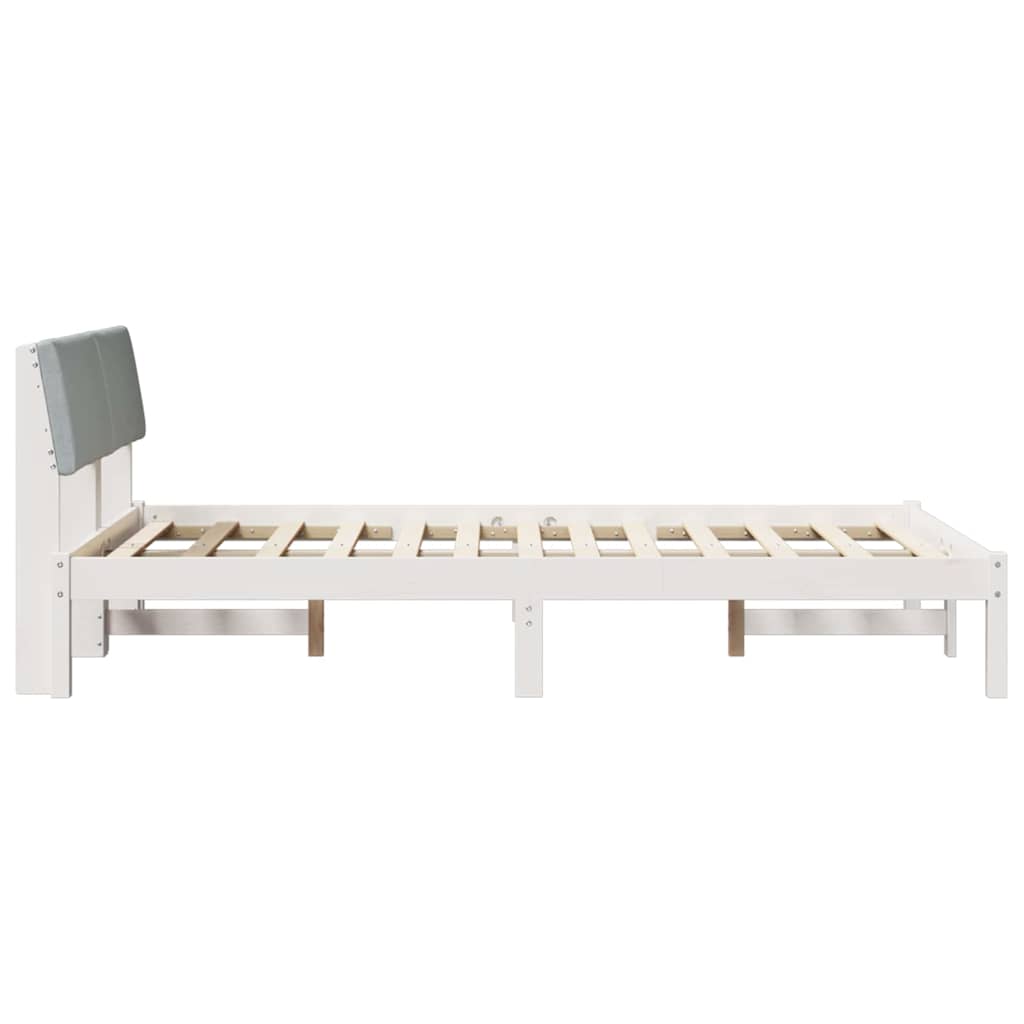 Bed frame White and light grey 120 x 190 cm Solid pine wood