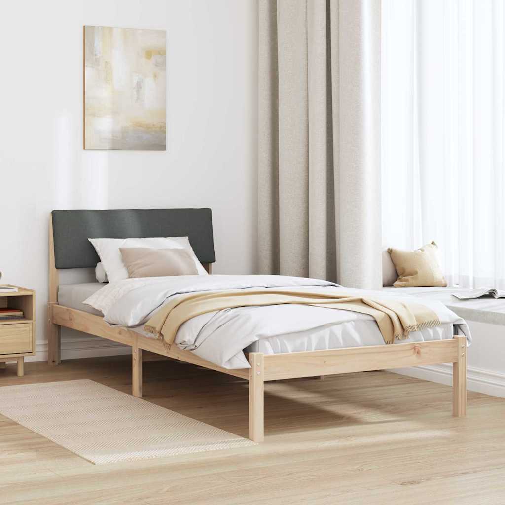 Bed frame Brown and dark grey 100 x 200 cm Solid pine wood