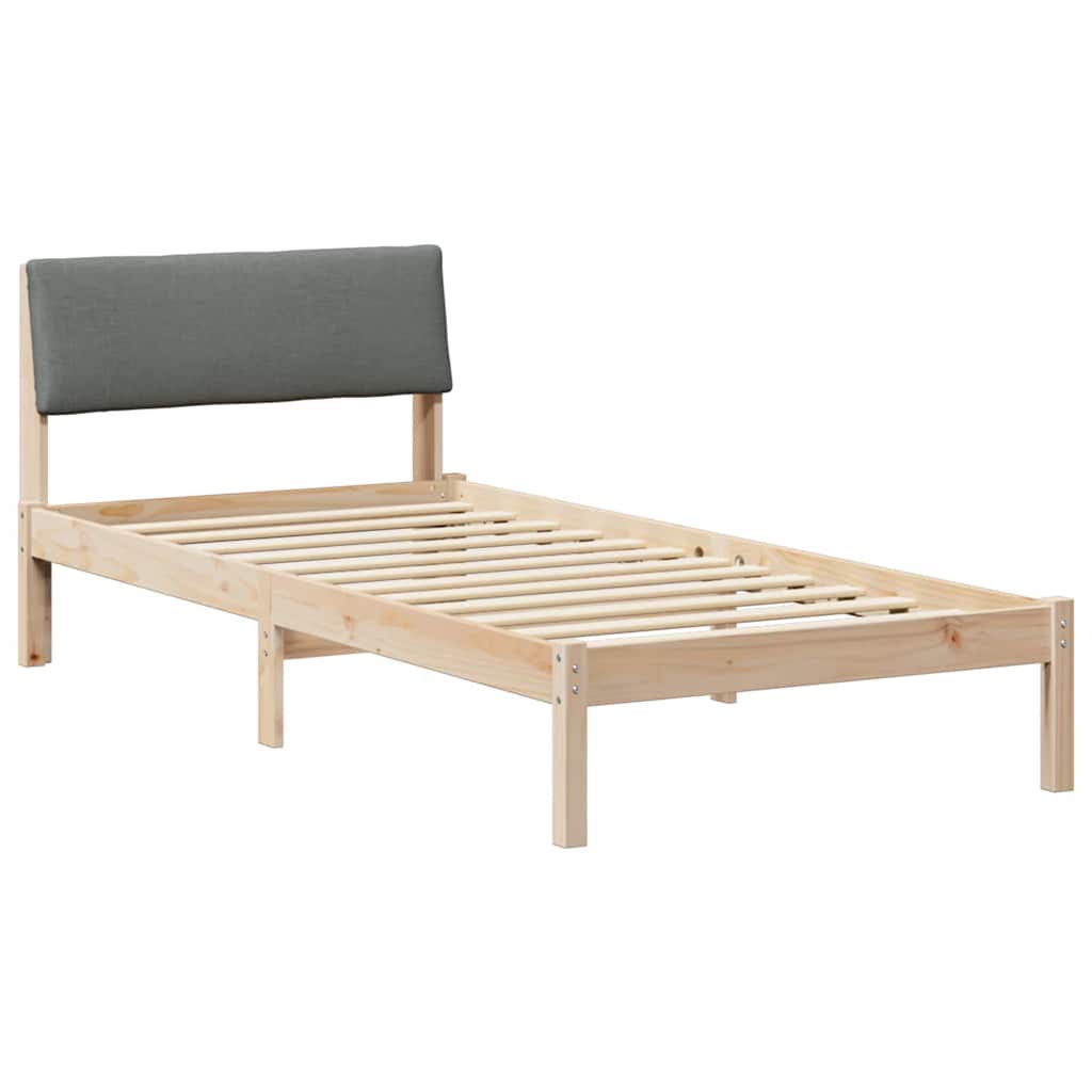 Bed frame Brown and dark grey 100 x 200 cm Solid pine wood