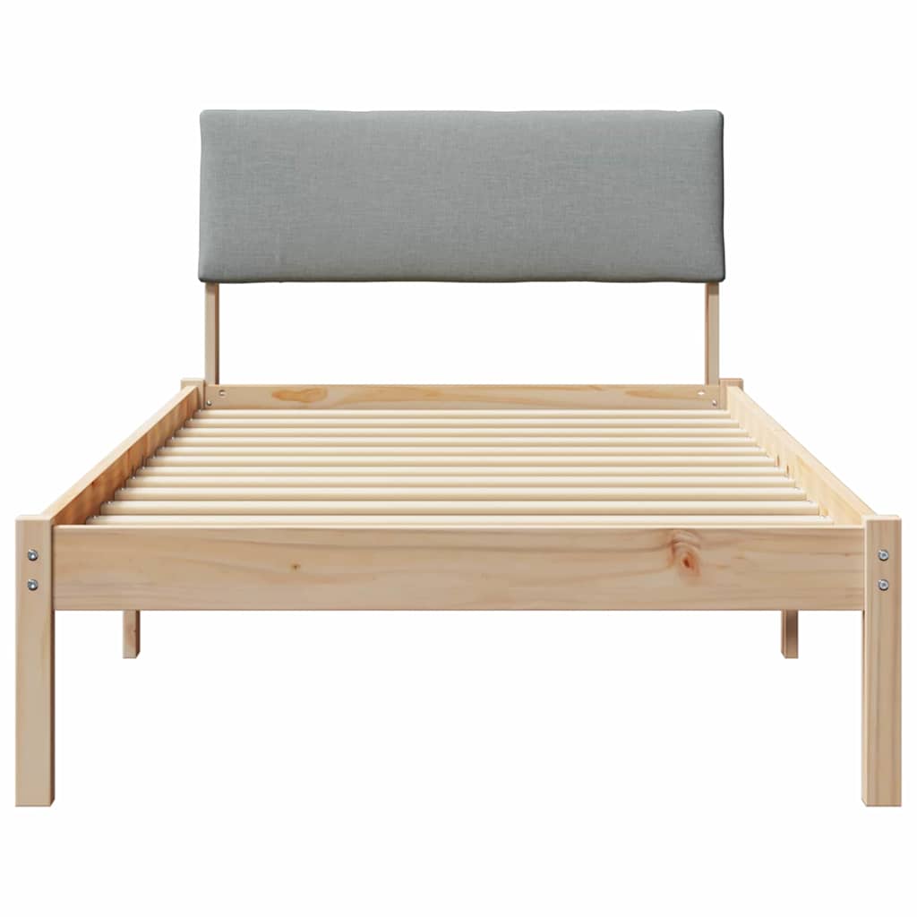 Bed frame Brown and light grey 90 x 200 cm Solid pine wood