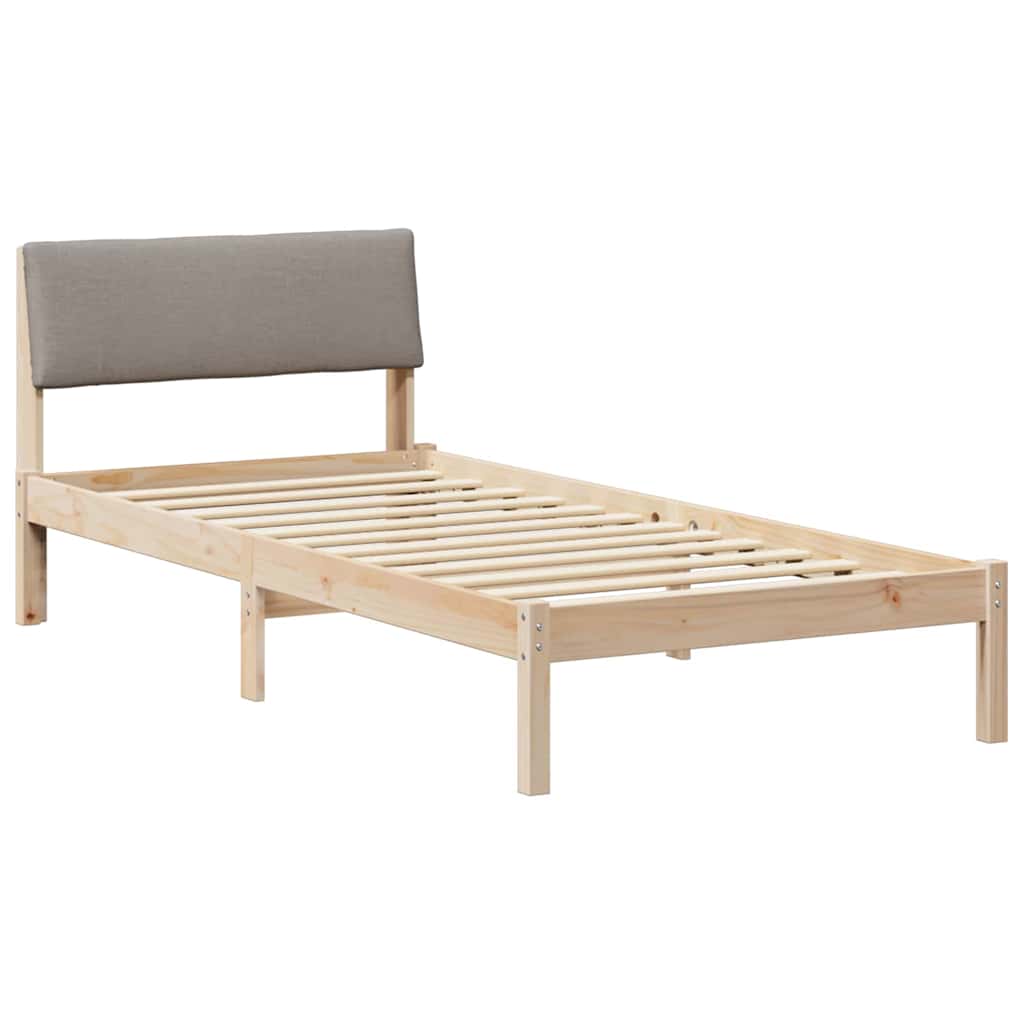 Bed frame Brown and taupe 90 x 200 cm Solid pine wood