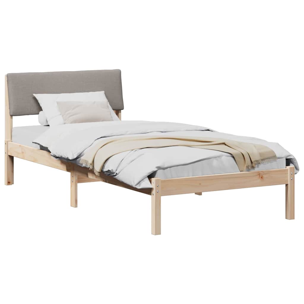 Bed frame Brown and taupe 90 x 200 cm Solid pine wood
