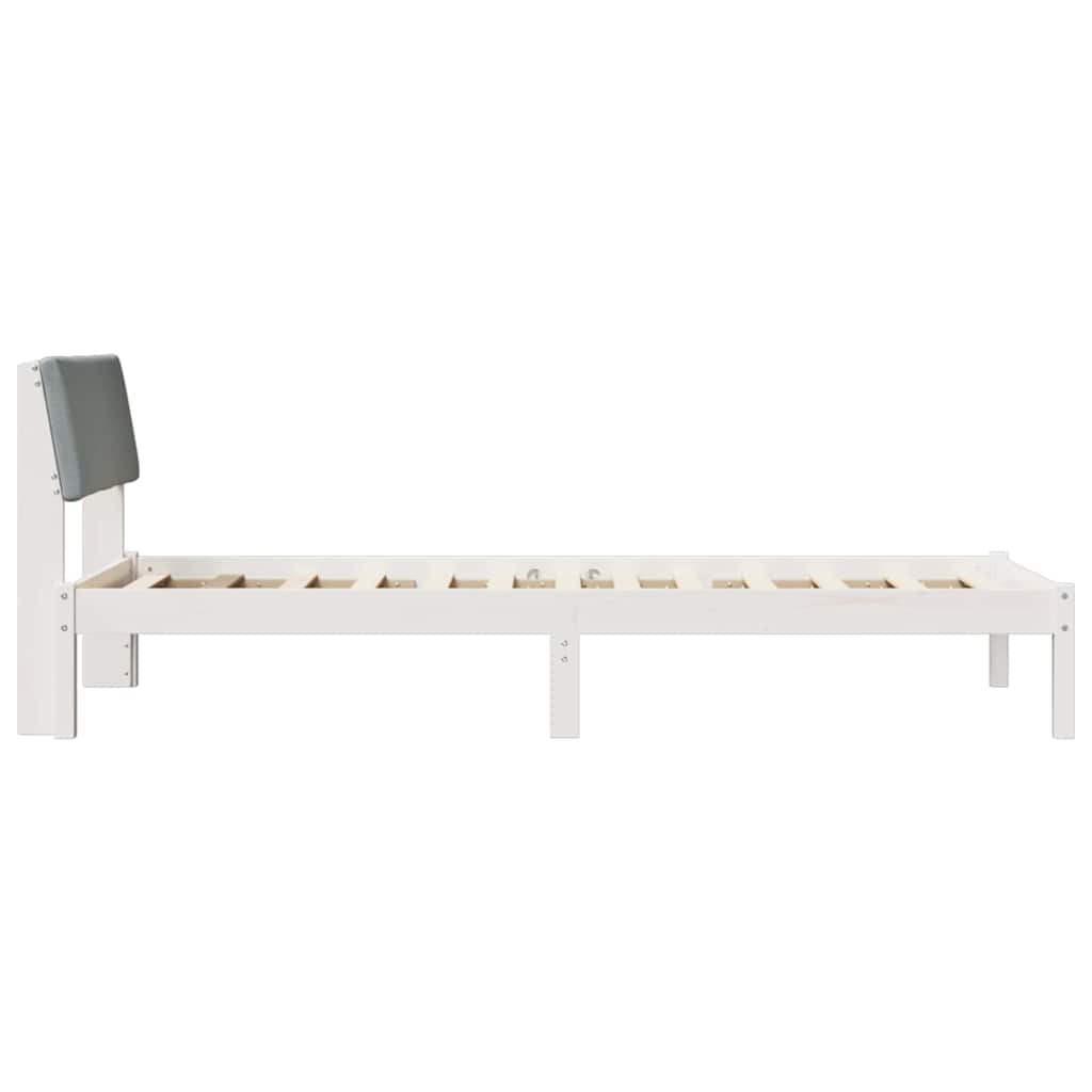 Bed frame White and light grey 90 x 200 cm Solid pine wood