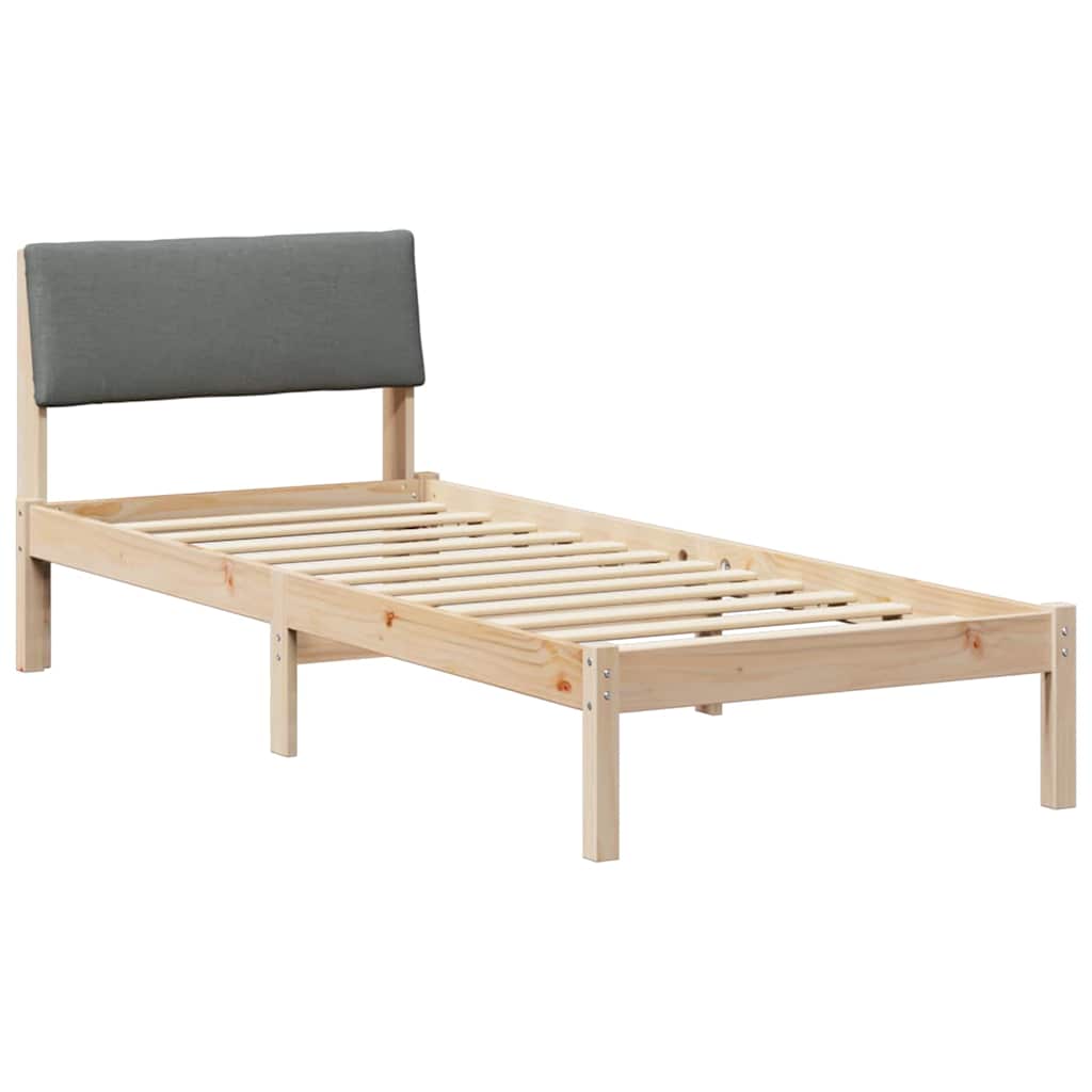 Bed frame Brown and dark grey 80 x 200 cm Solid pine wood