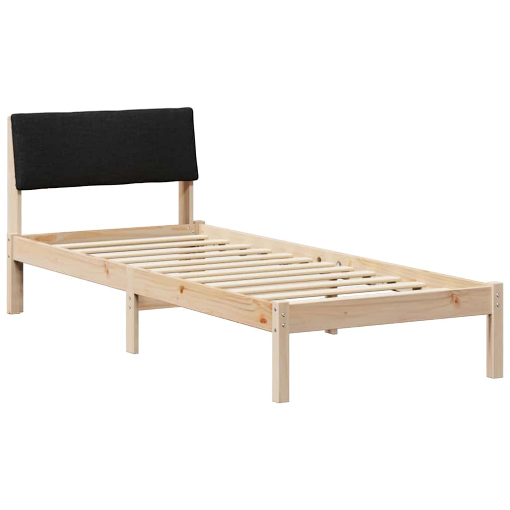 Bed frame Brown and black 80 x 200 cm Solid pine wood