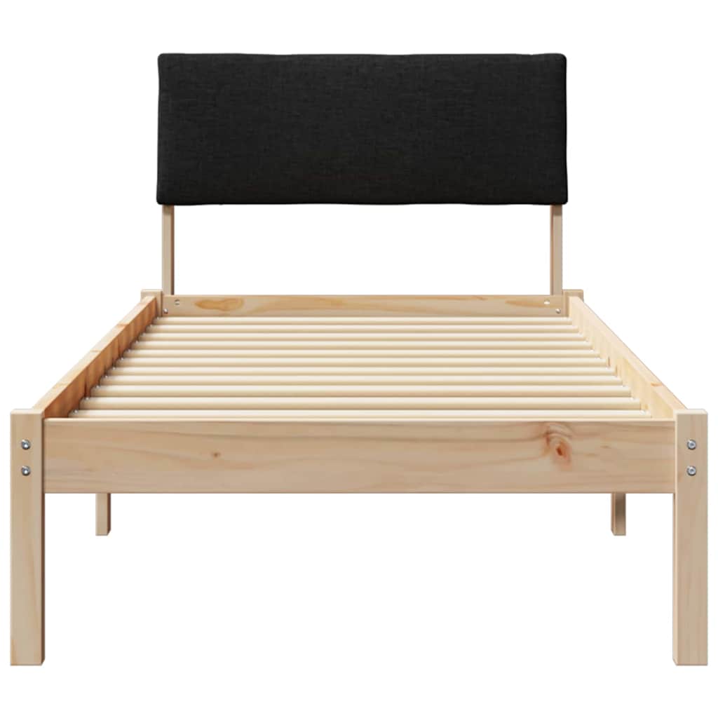 Bed frame Brown and black 80 x 200 cm Solid pine wood