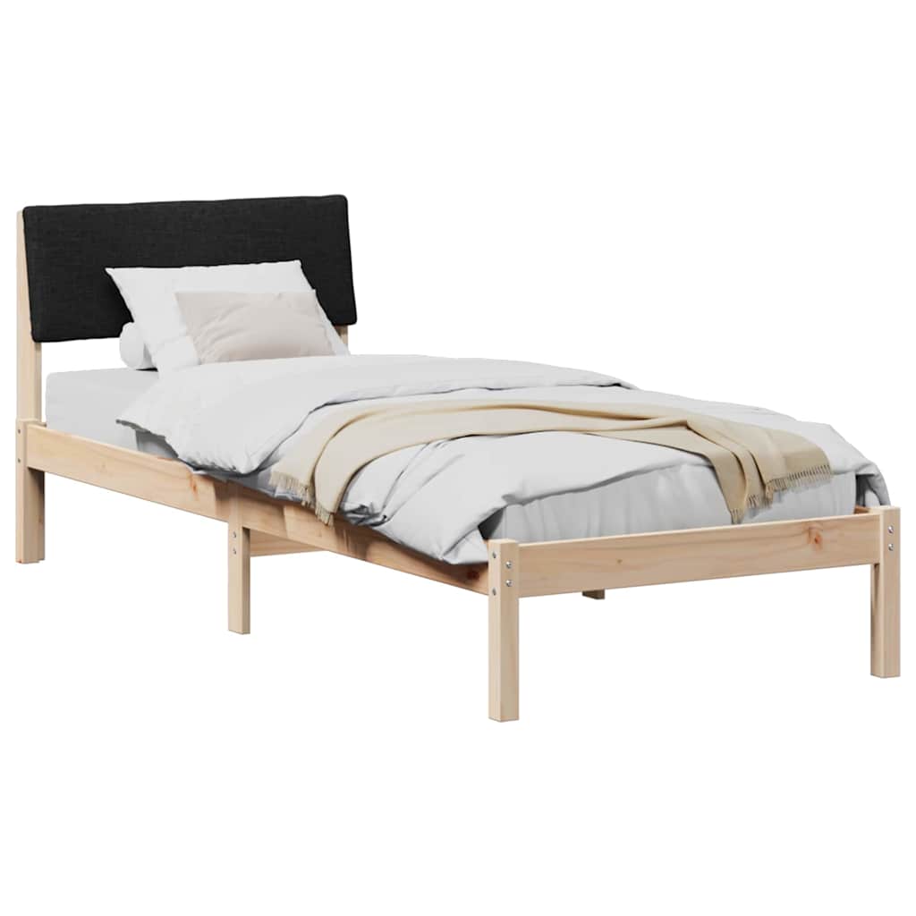 Bed frame Brown and black 80 x 200 cm Solid pine wood