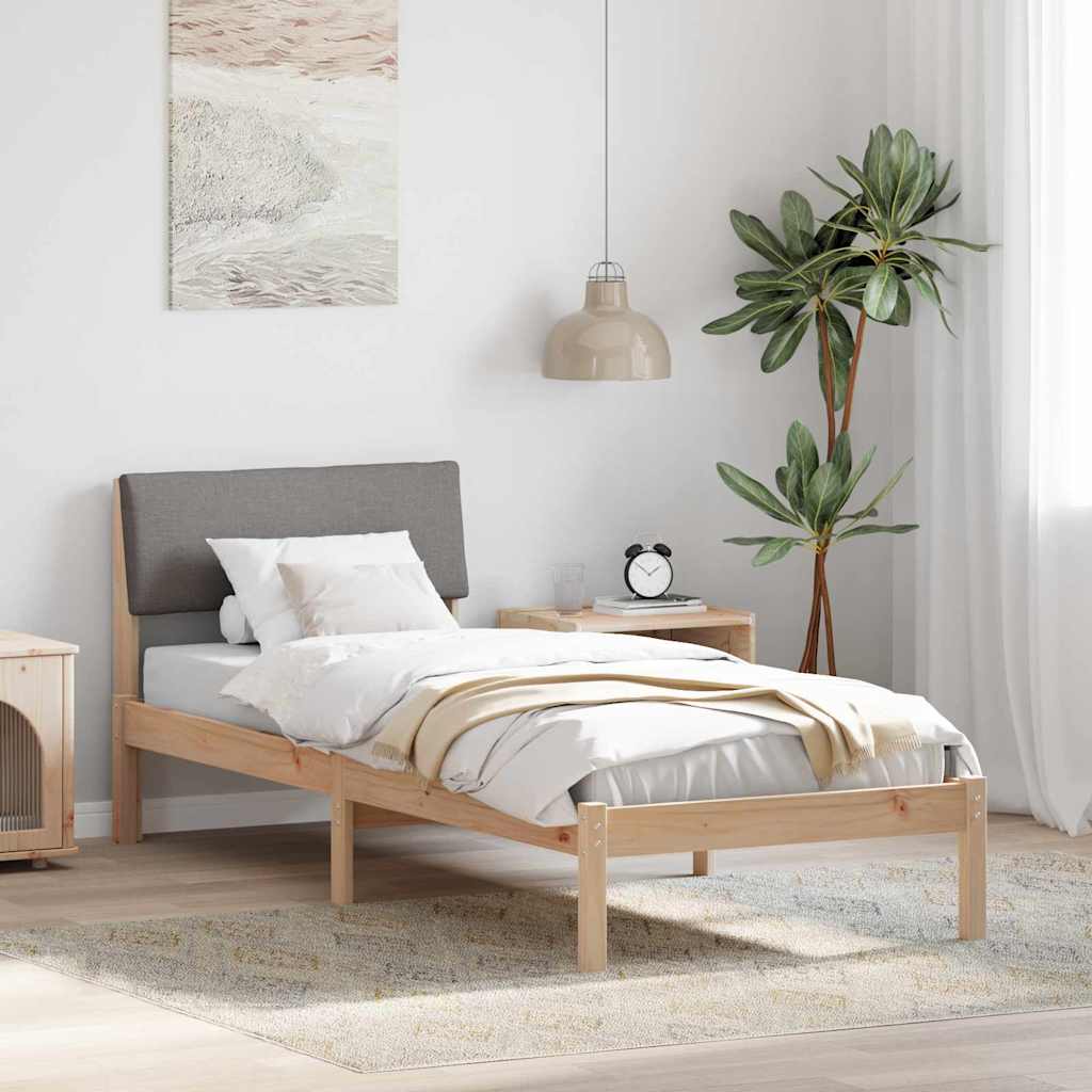 Bed frame Brown and taupe 80 x 200 cm Solid pine wood