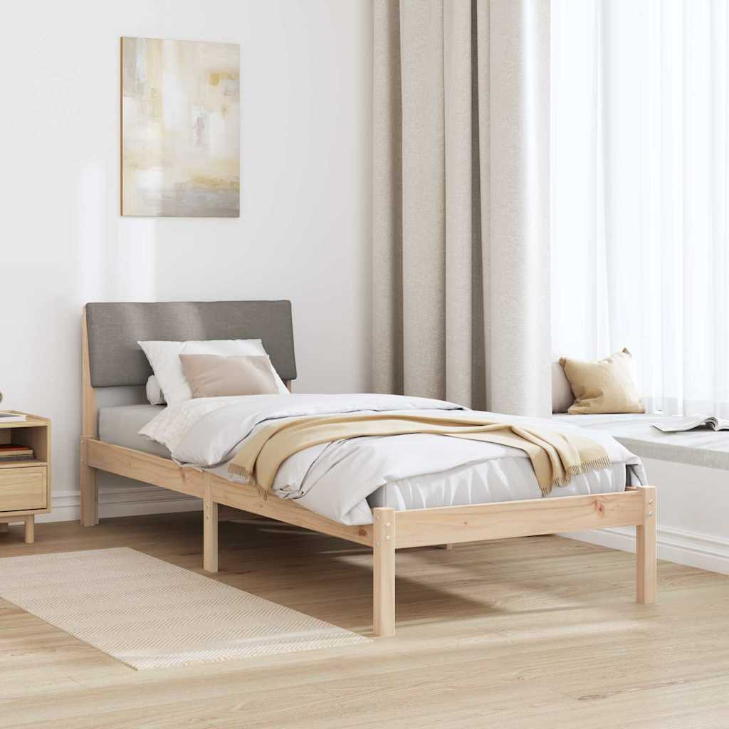 Bed frame Brown and taupe 80 x 200 cm Solid pine wood
