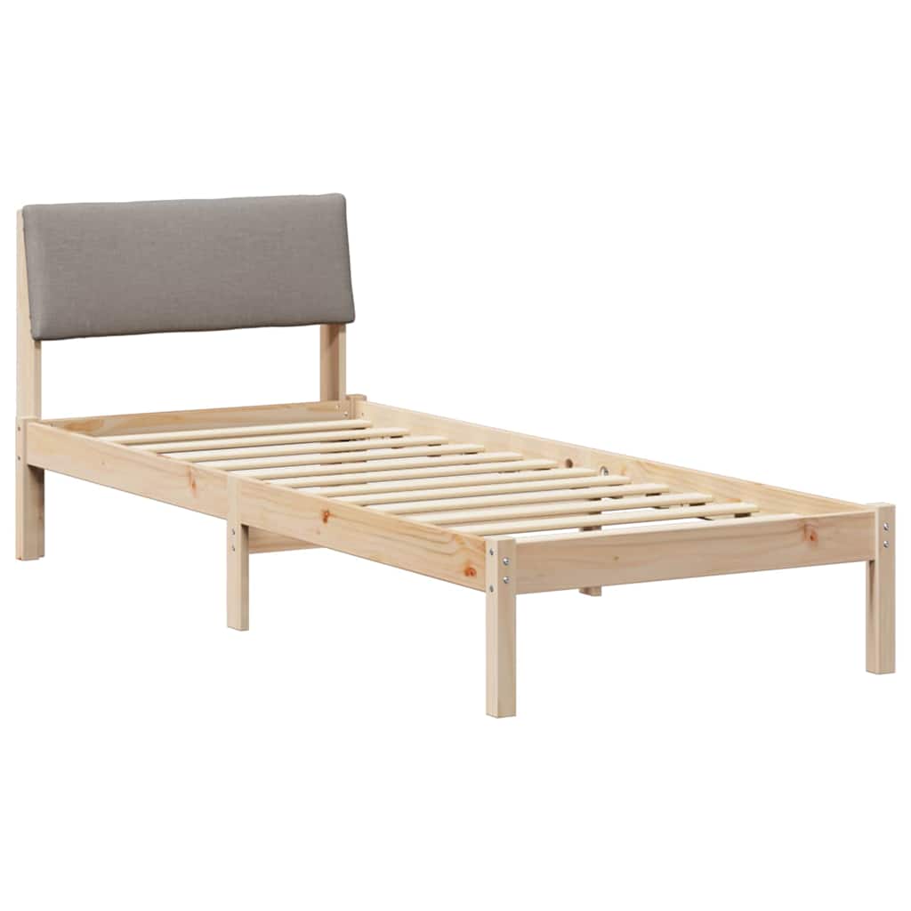 Bed frame Brown and taupe 80 x 200 cm Solid pine wood