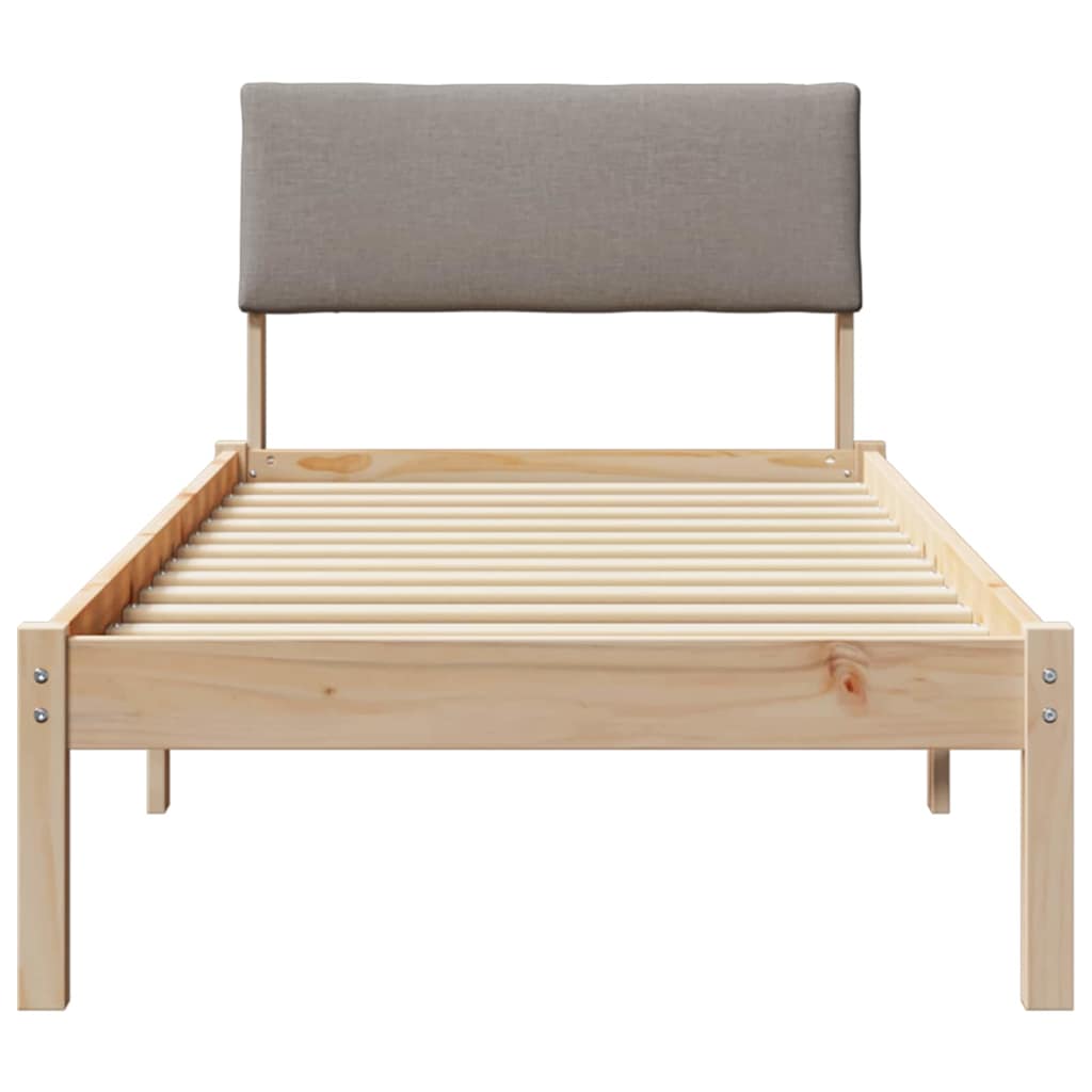 Bed frame Brown and taupe 80 x 200 cm Solid pine wood
