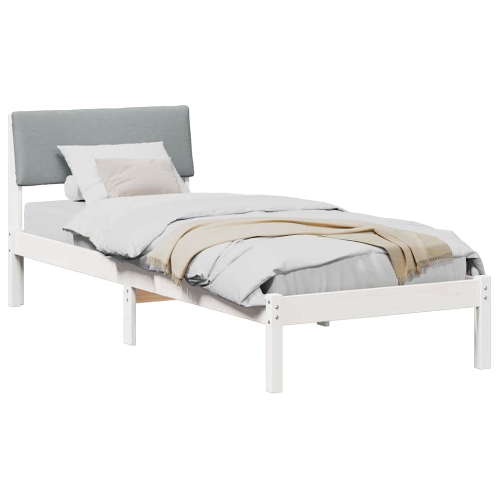 Bed frame White and light grey 80 x 200 cm Solid pine wood