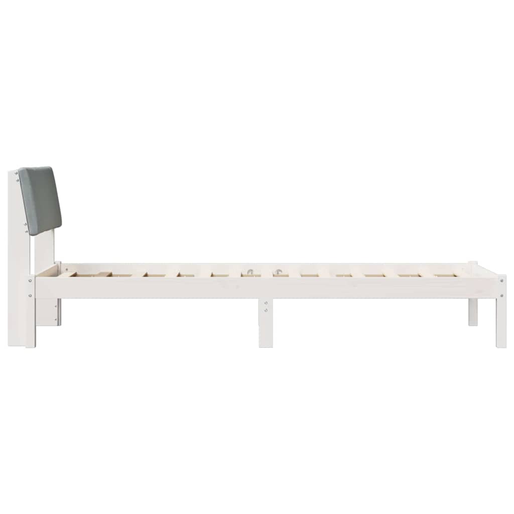 Bed frame White and light grey 80 x 200 cm Solid pine wood