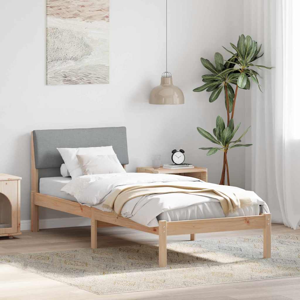 Bed frame Brown and light grey 75 x 190 cm Solid pine wood
