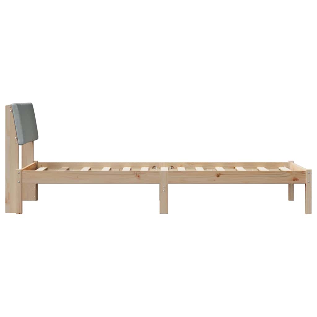 Bed frame Brown and light grey 75 x 190 cm Solid pine wood