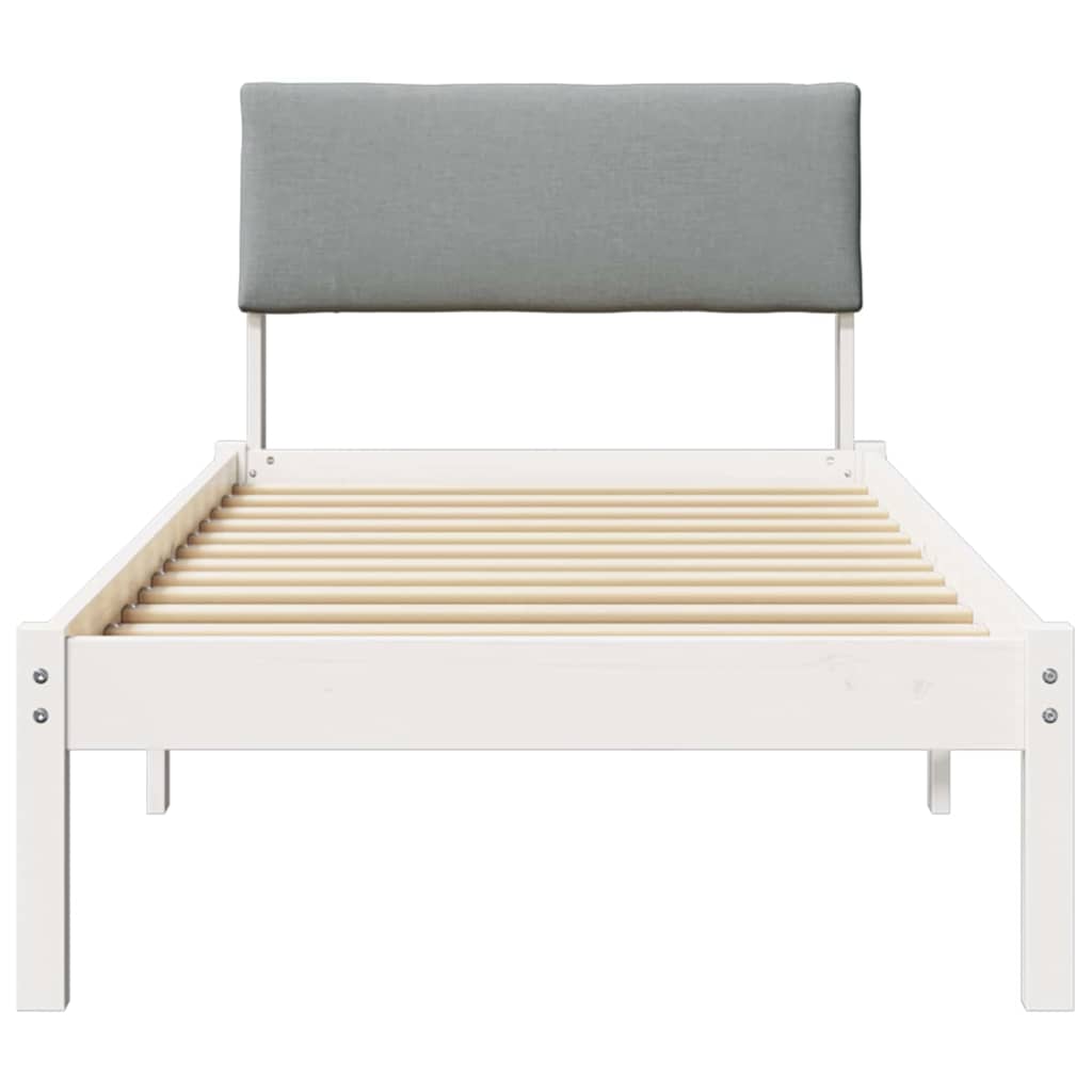 Bed frame White and light grey 75 x 190 cm Solid pine wood