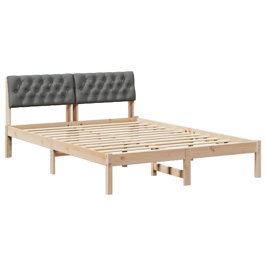 Bed frame Brown and dark grey 160 x 200 cm Solid pine wood