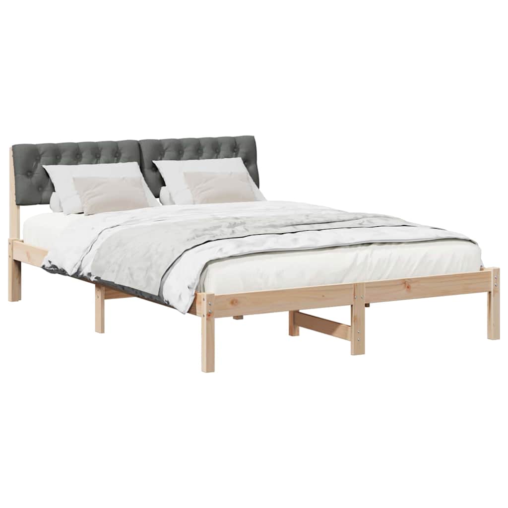 Bed frame Brown and dark grey 160 x 200 cm Solid pine wood
