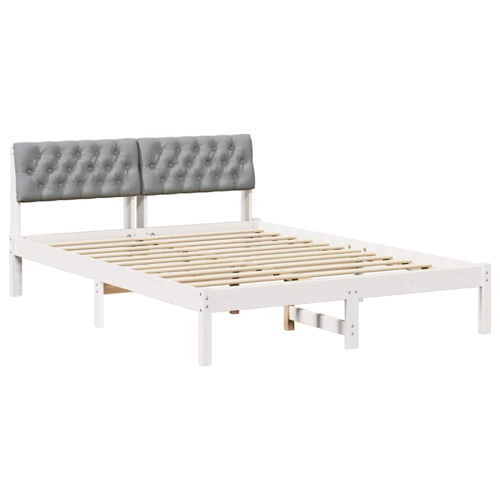 Bed frame White and light grey 160 x 200 cm Solid pine wood