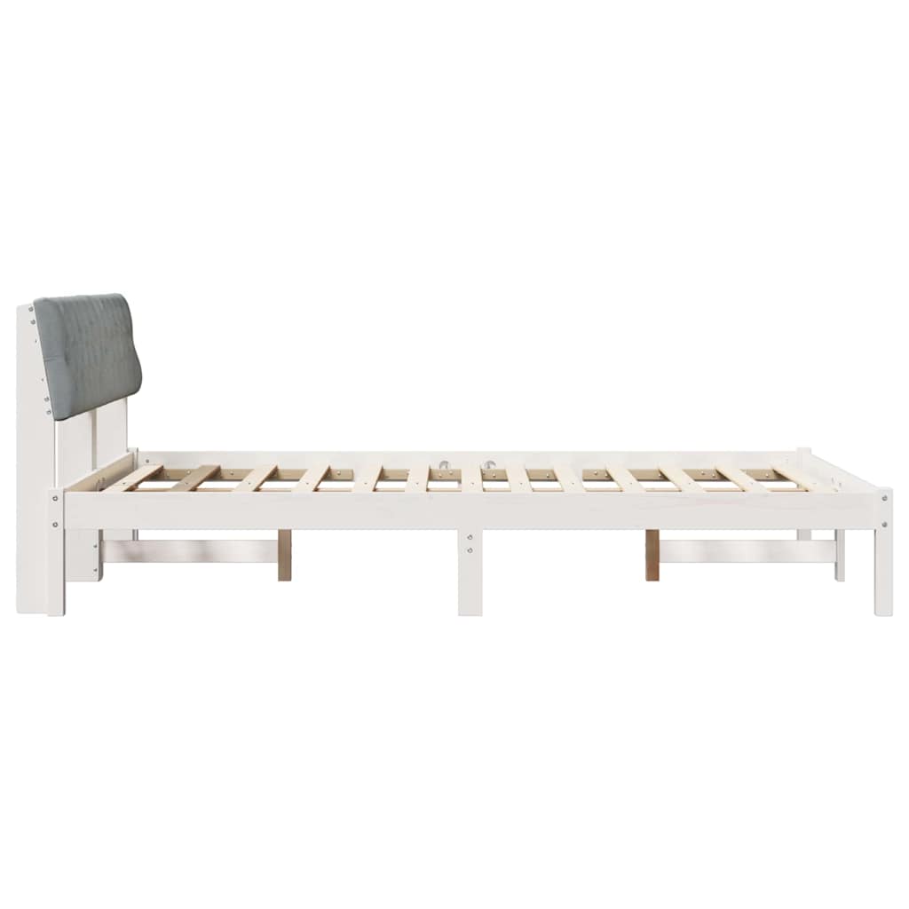 Bed frame White and light grey 160 x 200 cm Solid pine wood