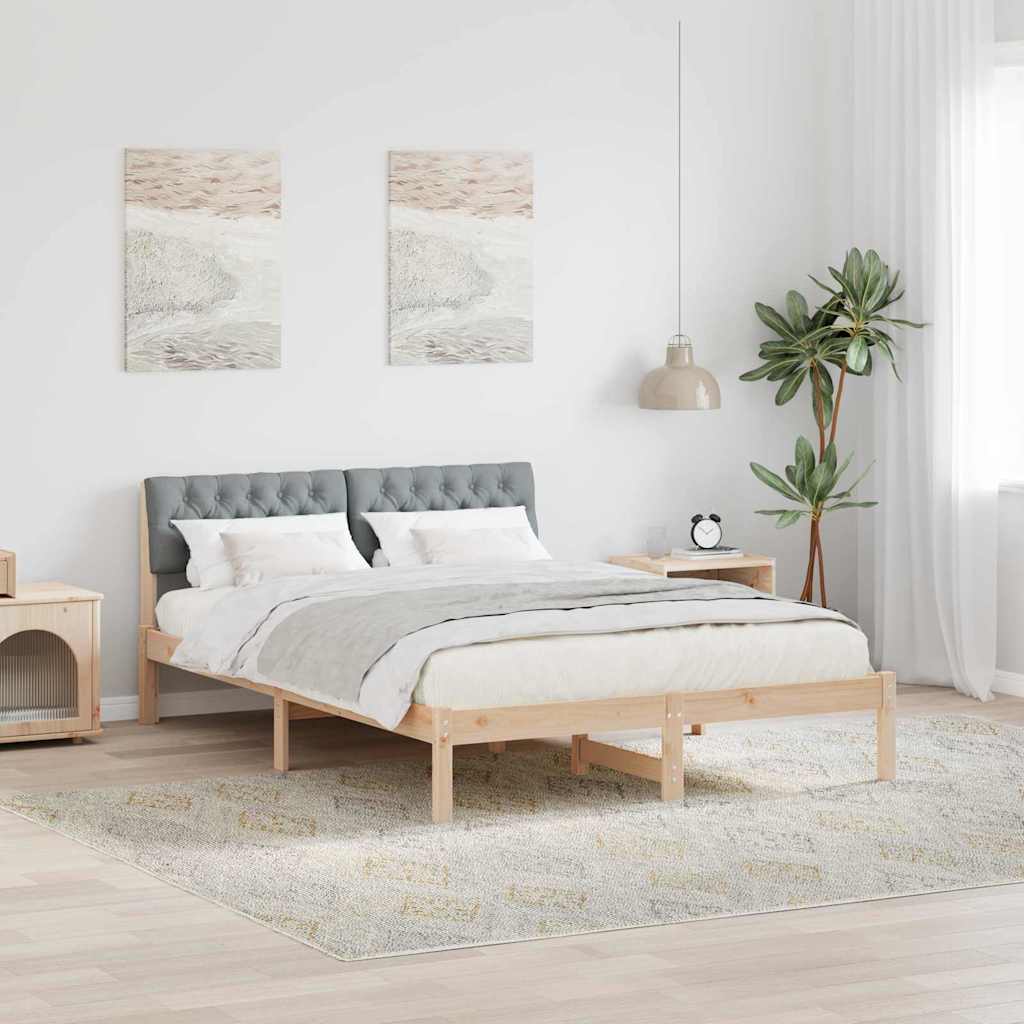 Bed frame Brown and light grey 150 x 200 cm Solid pine wood