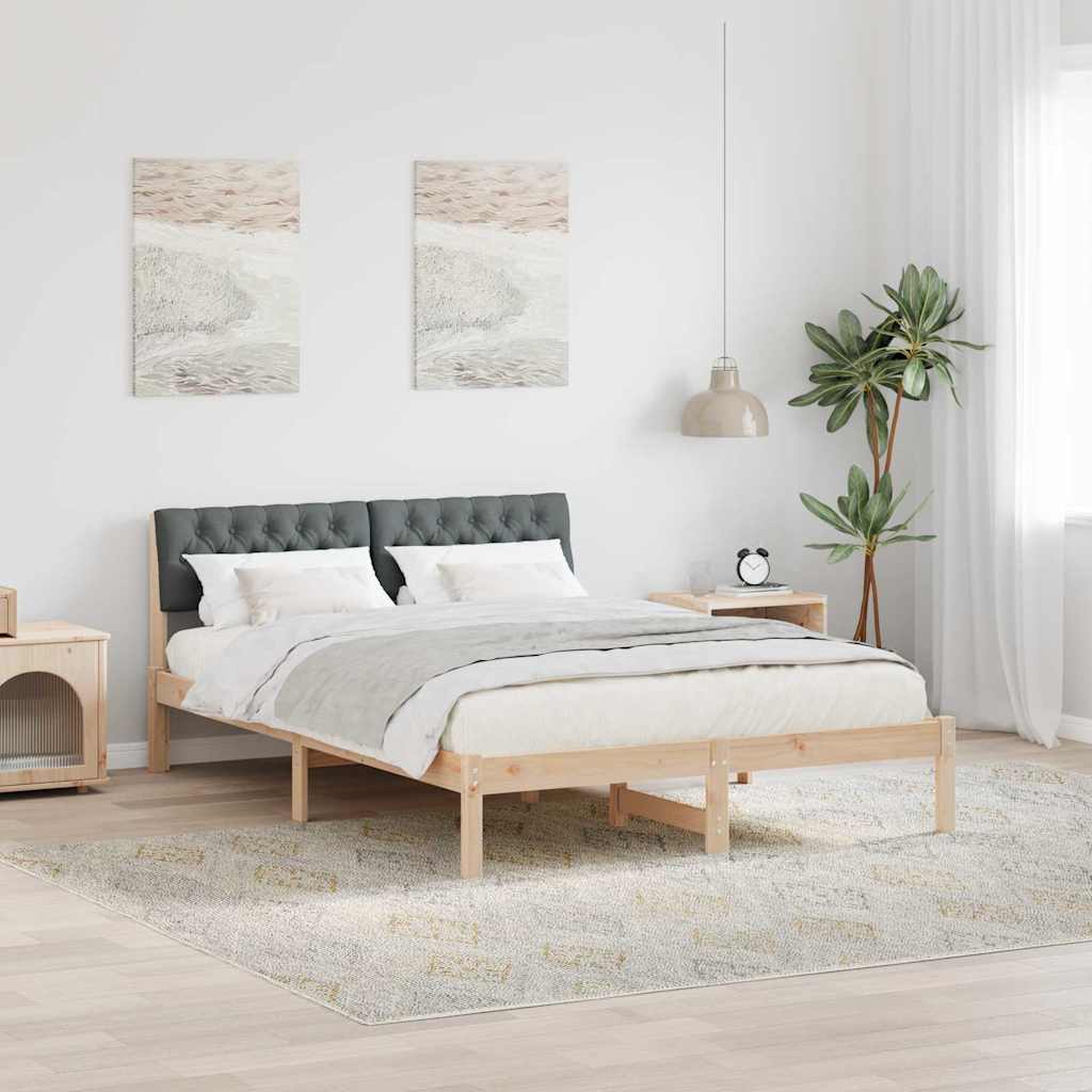 Bed frame Brown and dark grey 150 x 200 cm Solid pine wood