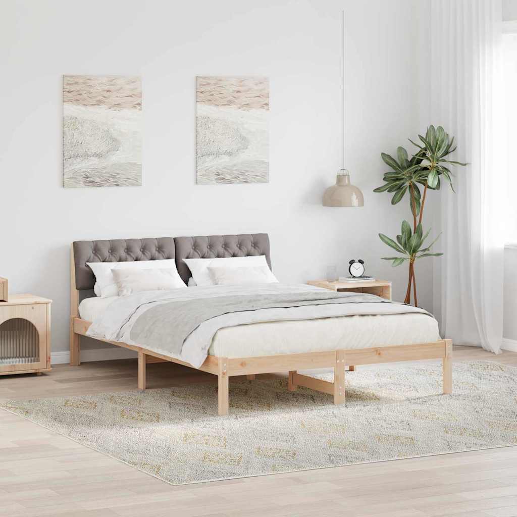 Bed frame Brown and taupe 150 x 200 cm Solid pine wood