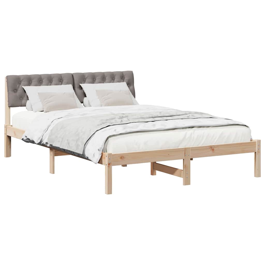 Bed frame Brown and taupe 150 x 200 cm Solid pine wood