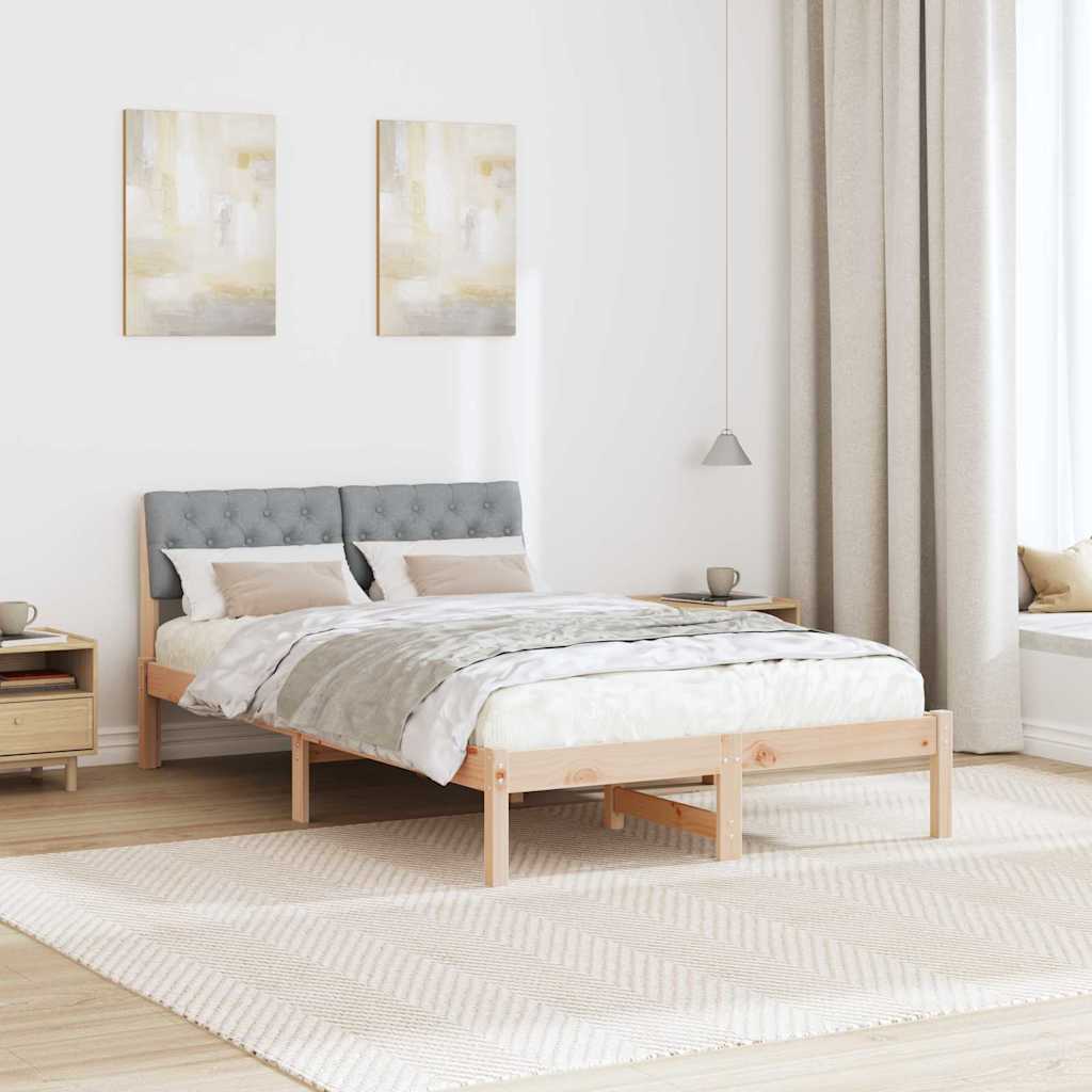 Bed frame Brown and light grey 120 x 200 cm Solid pine wood