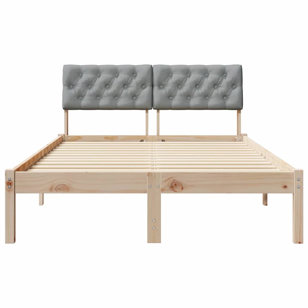 Bed frame Brown and light grey 120 x 200 cm Solid pine wood