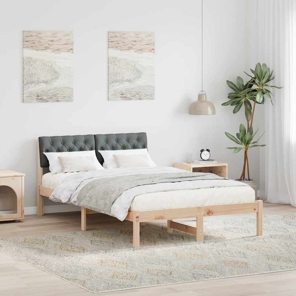 Bed frame Brown and dark grey 120 x 200 cm Solid pine wood