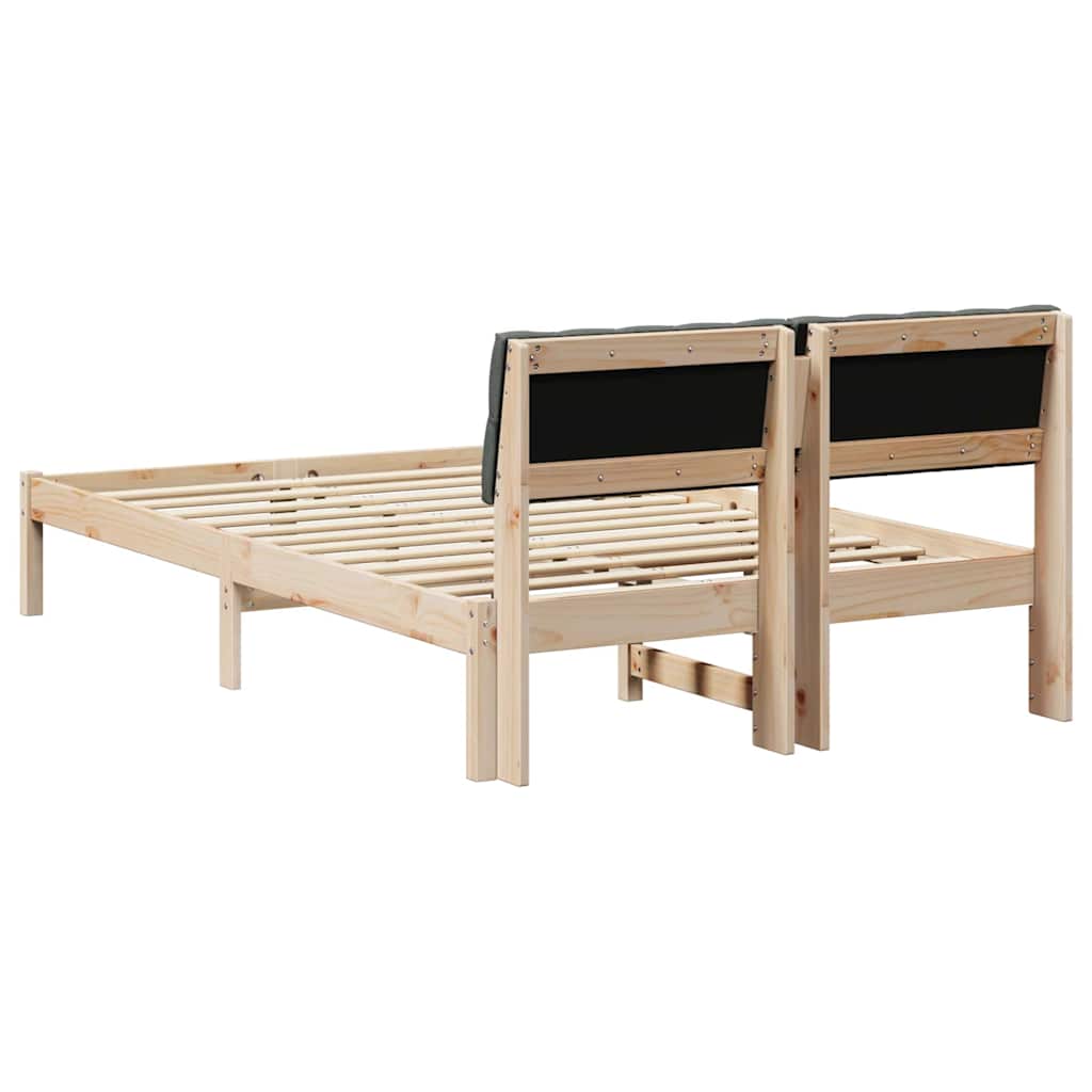 Bed frame Brown and dark grey 120 x 200 cm Solid pine wood