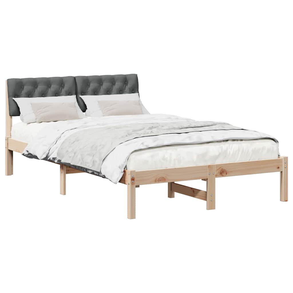 Bed frame Brown and dark grey 120 x 200 cm Solid pine wood