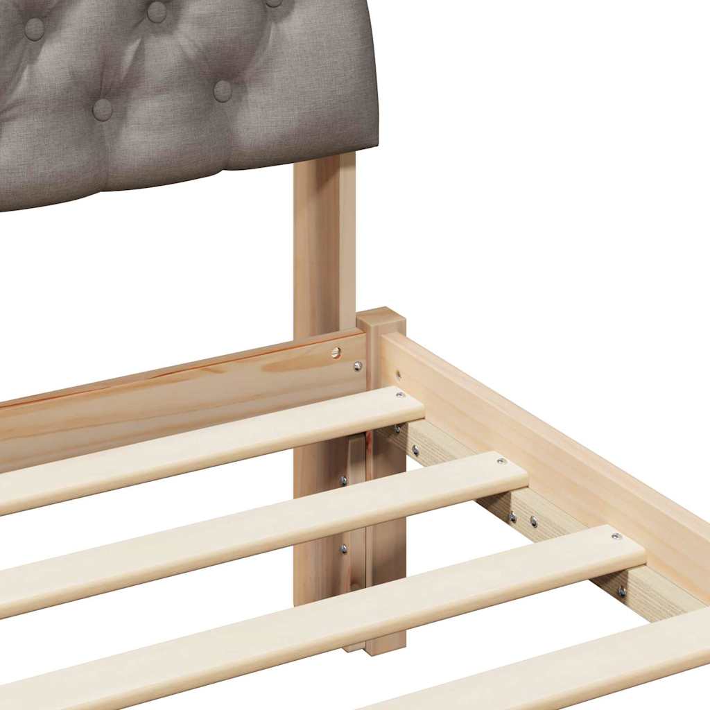 Bed frame Brown and taupe 120 x 200 cm Solid pine wood