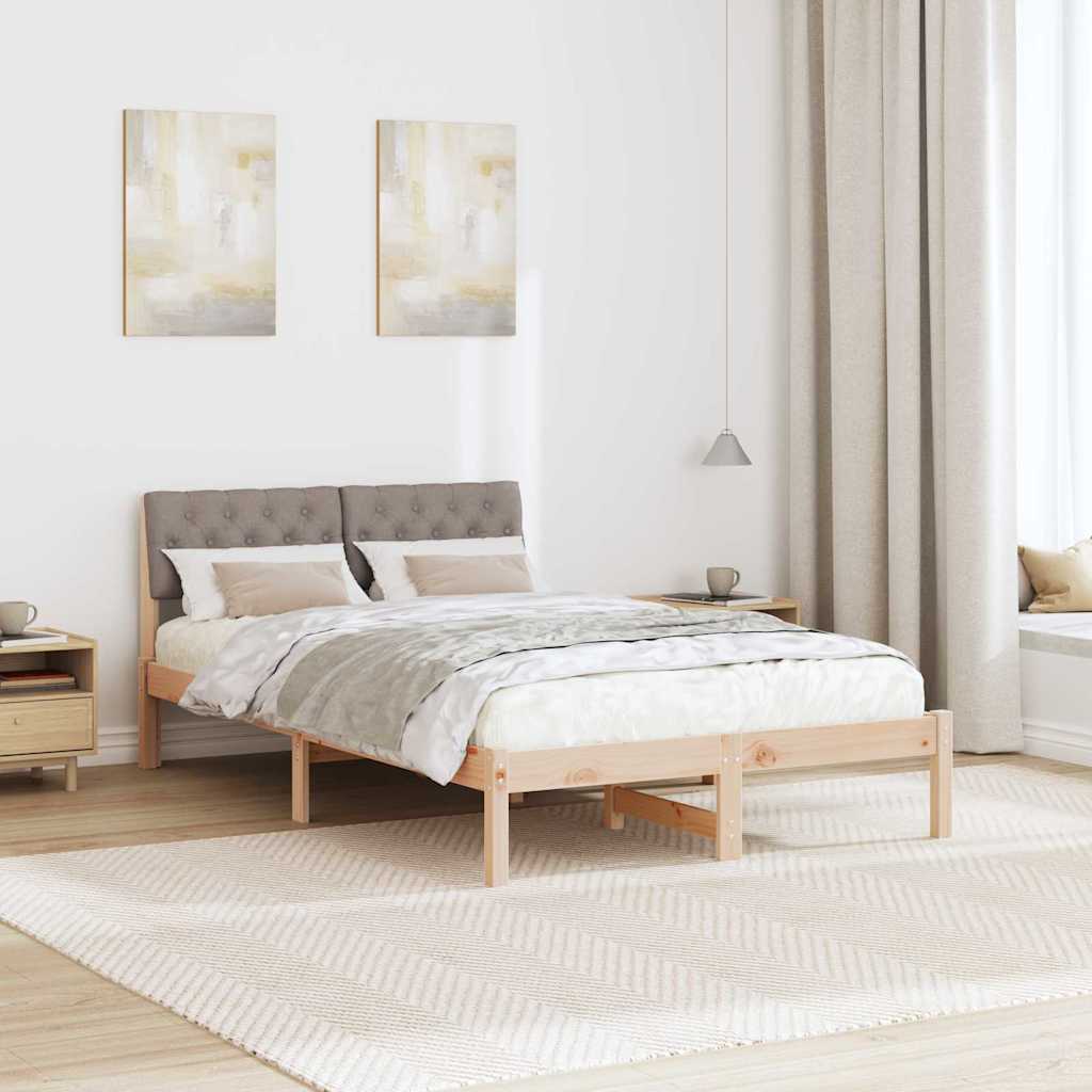 Bed frame Brown and taupe 120 x 200 cm Solid pine wood