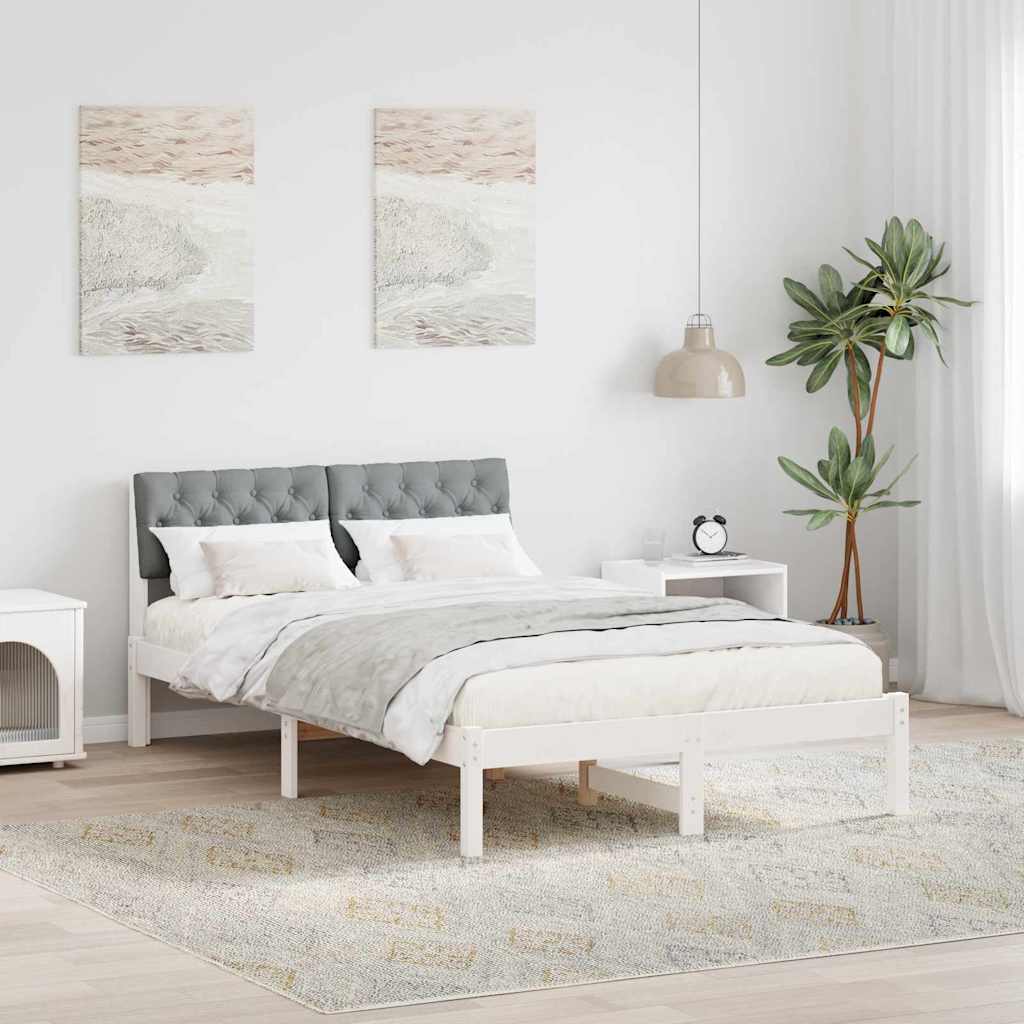 Bed frame White and light grey 120 x 200 cm Solid pine wood