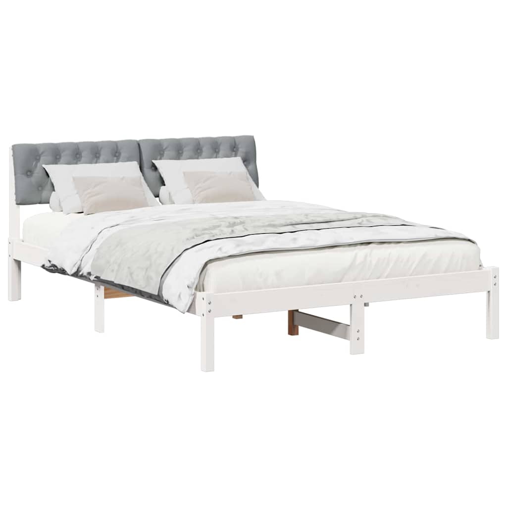Bed frame White and light grey 120 x 200 cm Solid pine wood