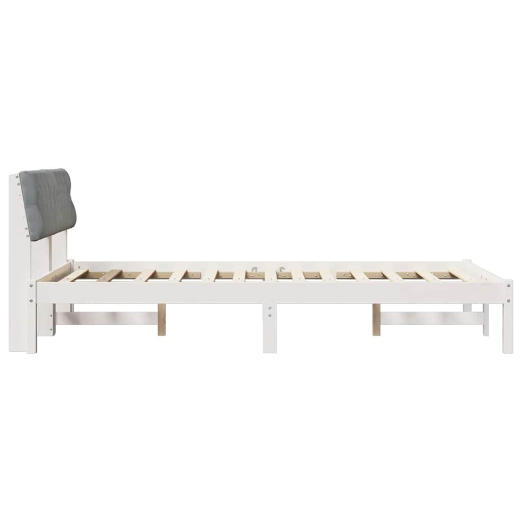 Bed frame White and light grey 120 x 200 cm Solid pine wood