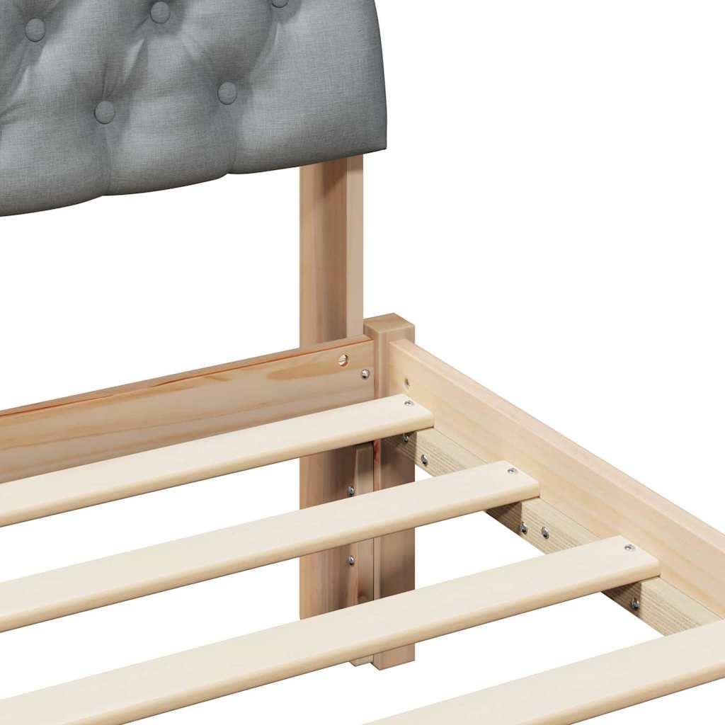 Bed frame Brown and light grey 140 x 190 cm Solid pine wood