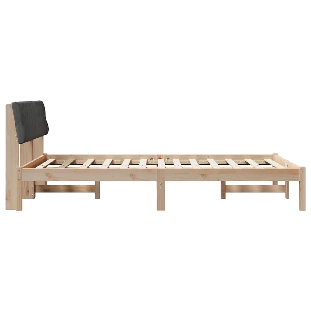 Bed frame Brown and dark grey 140 x 190 cm Solid pine wood