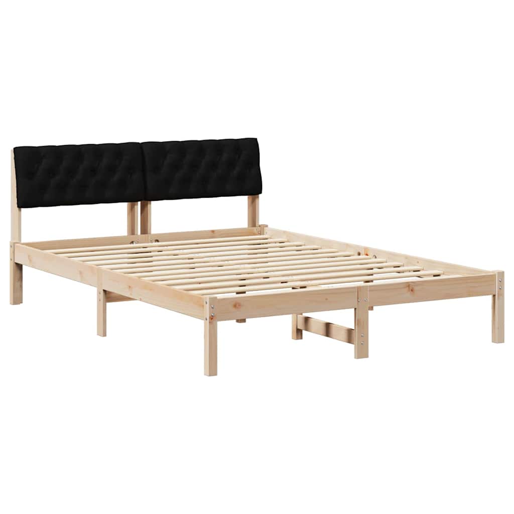 Bed frame Brown and black 140 x 190 cm Solid pine wood