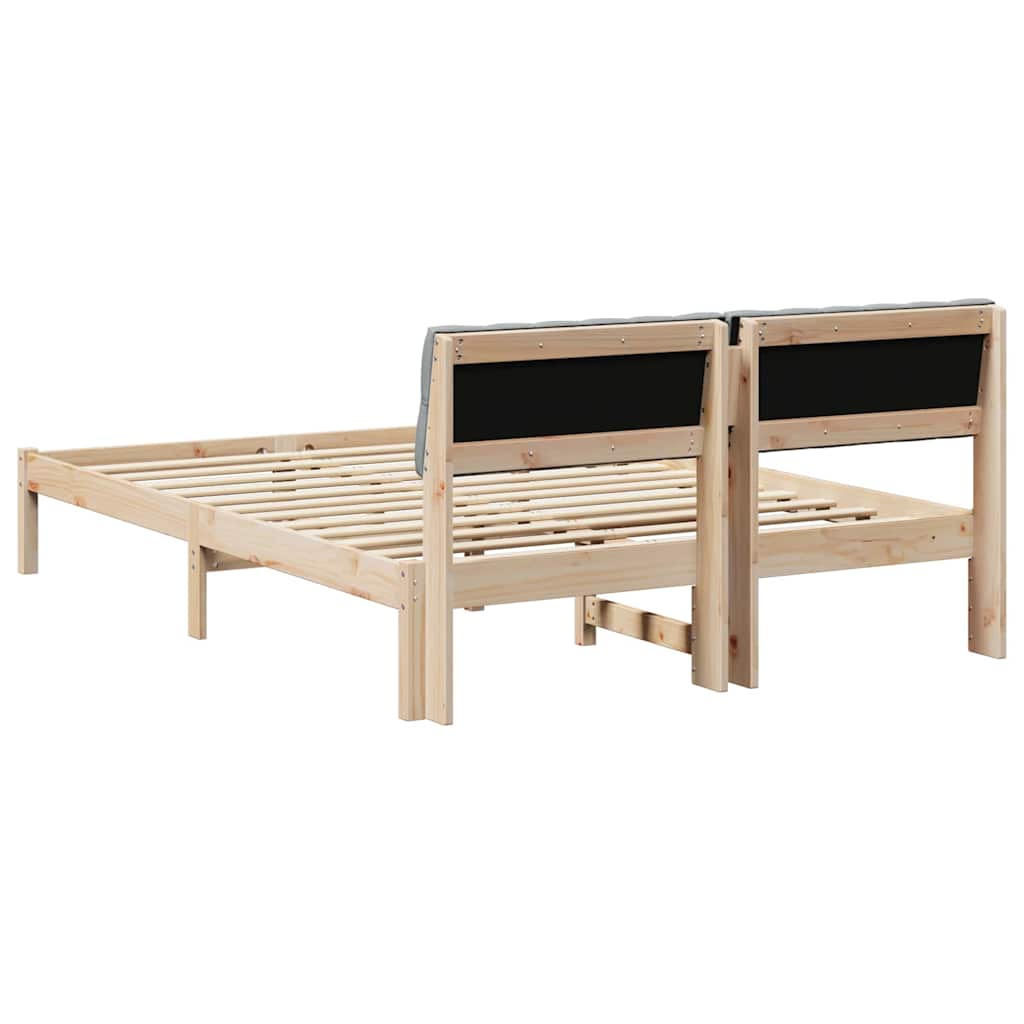 Bed frame Brown and light grey 135 x 190 cm Solid pine wood