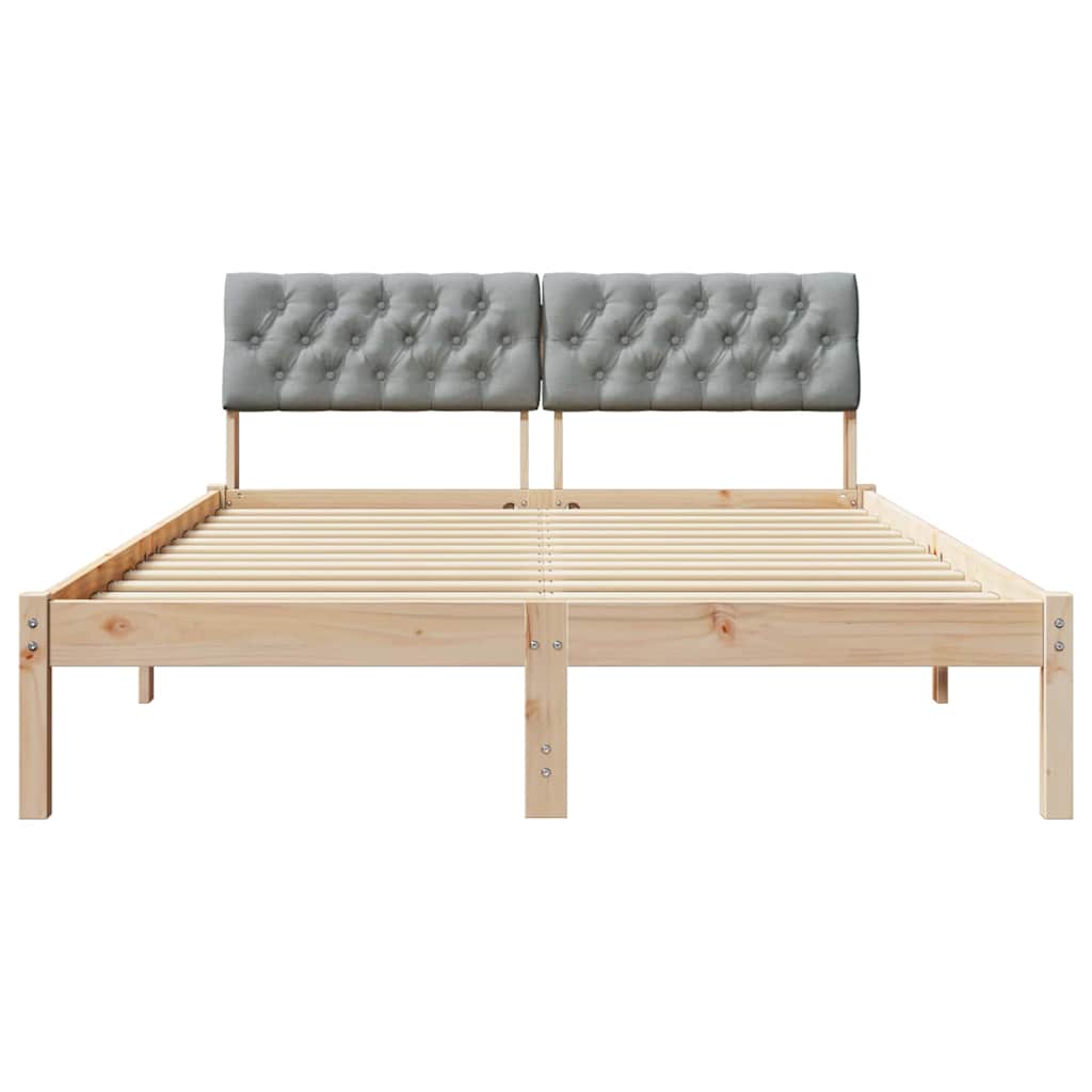 Bed frame Brown and light grey 135 x 190 cm Solid pine wood