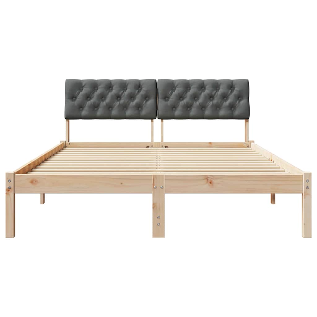 Bed frame Brown and dark grey 135 x 190 cm Solid pine wood