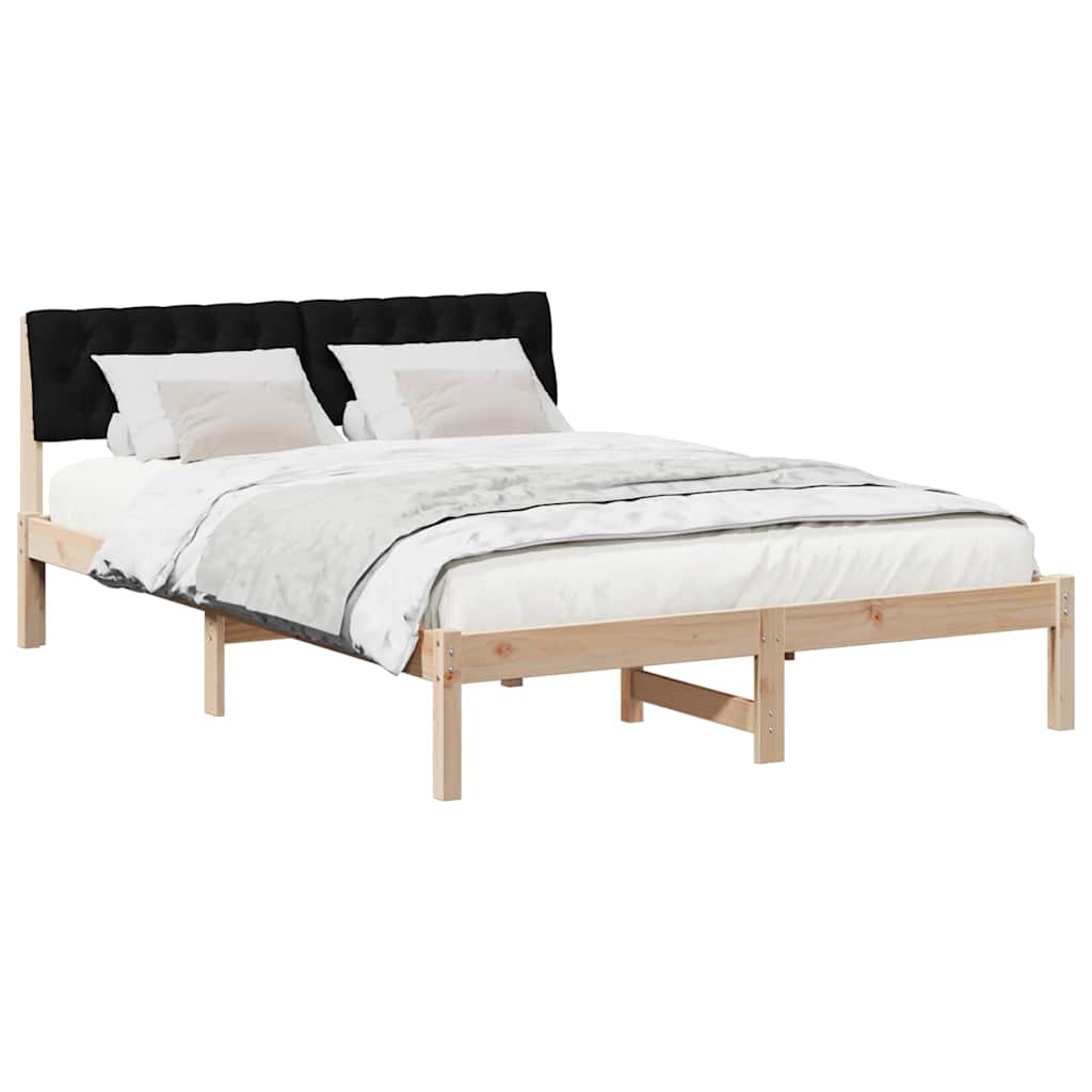 Bed frame Brown and black 135 x 190 cm Solid pine wood