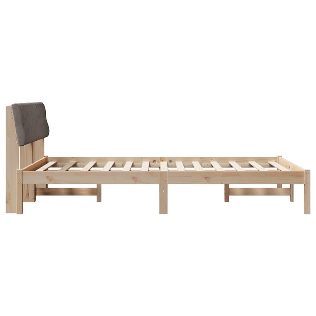 Bed frame Brown and taupe 135 x 190 cm Solid pine wood