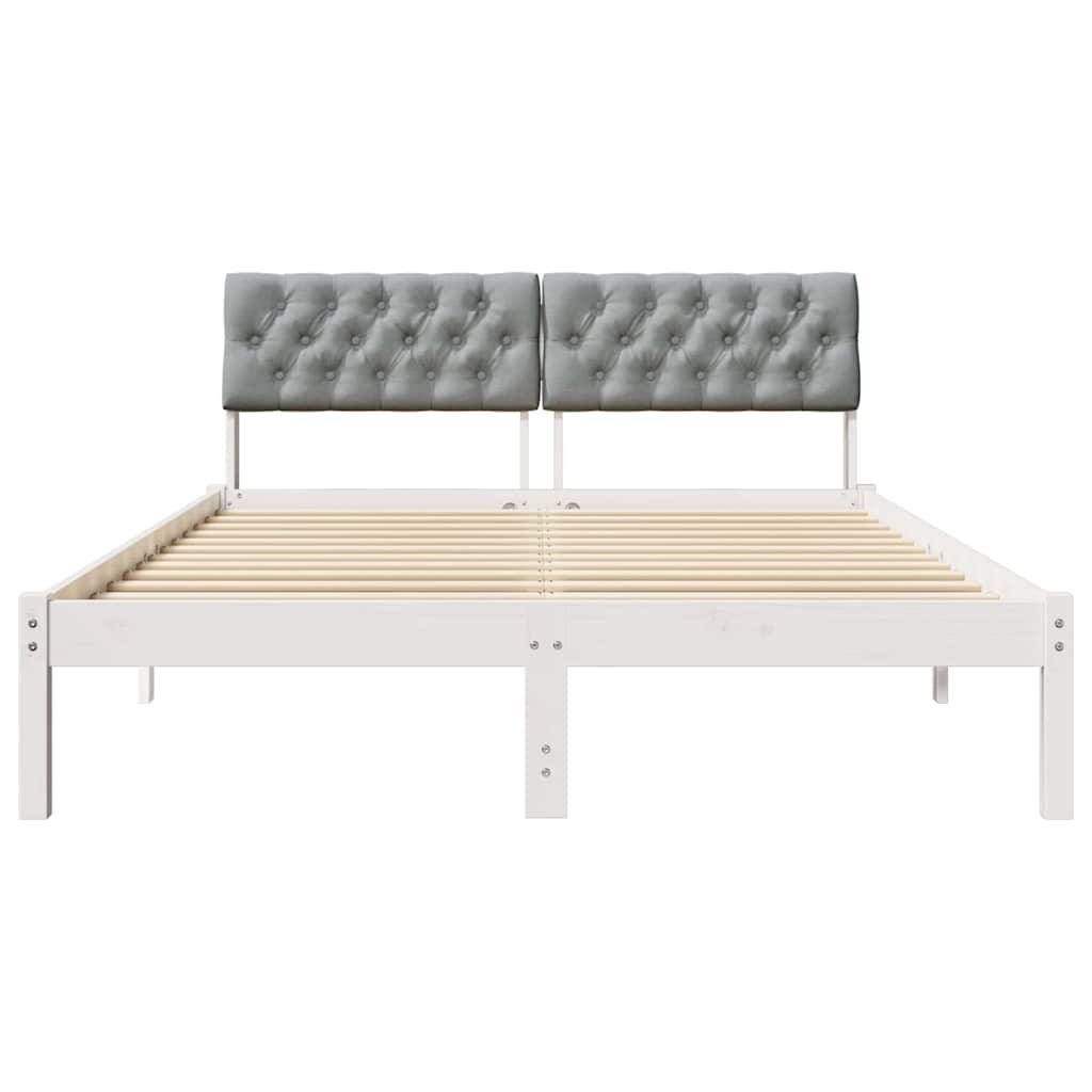 Bed frame White and light grey 135 x 190 cm Solid pine wood