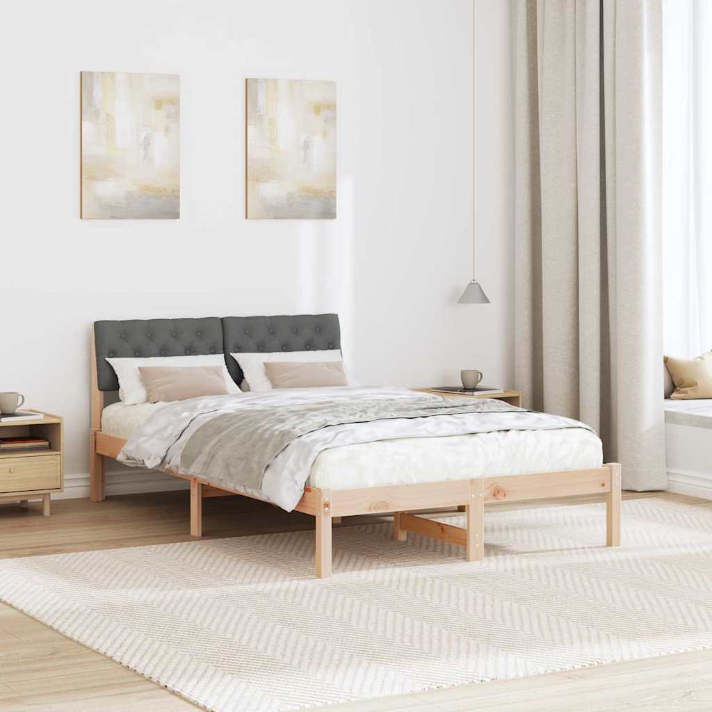 Bed frame Brown and dark grey 120 x 190 cm Solid pine wood