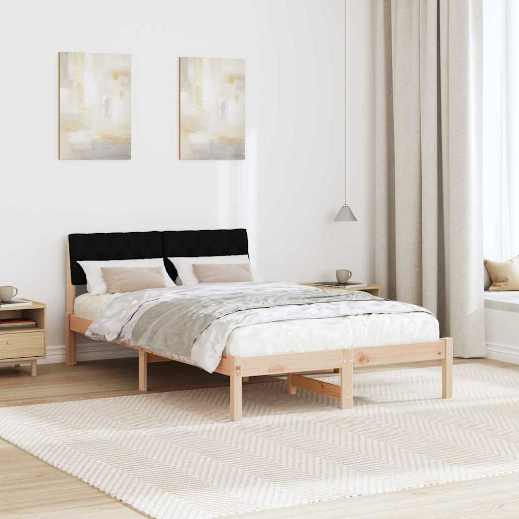 Bed frame Brown and black 120 x 190 cm Solid pine wood
