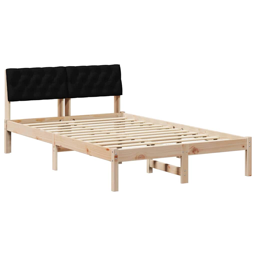 Bed frame Brown and black 120 x 190 cm Solid pine wood
